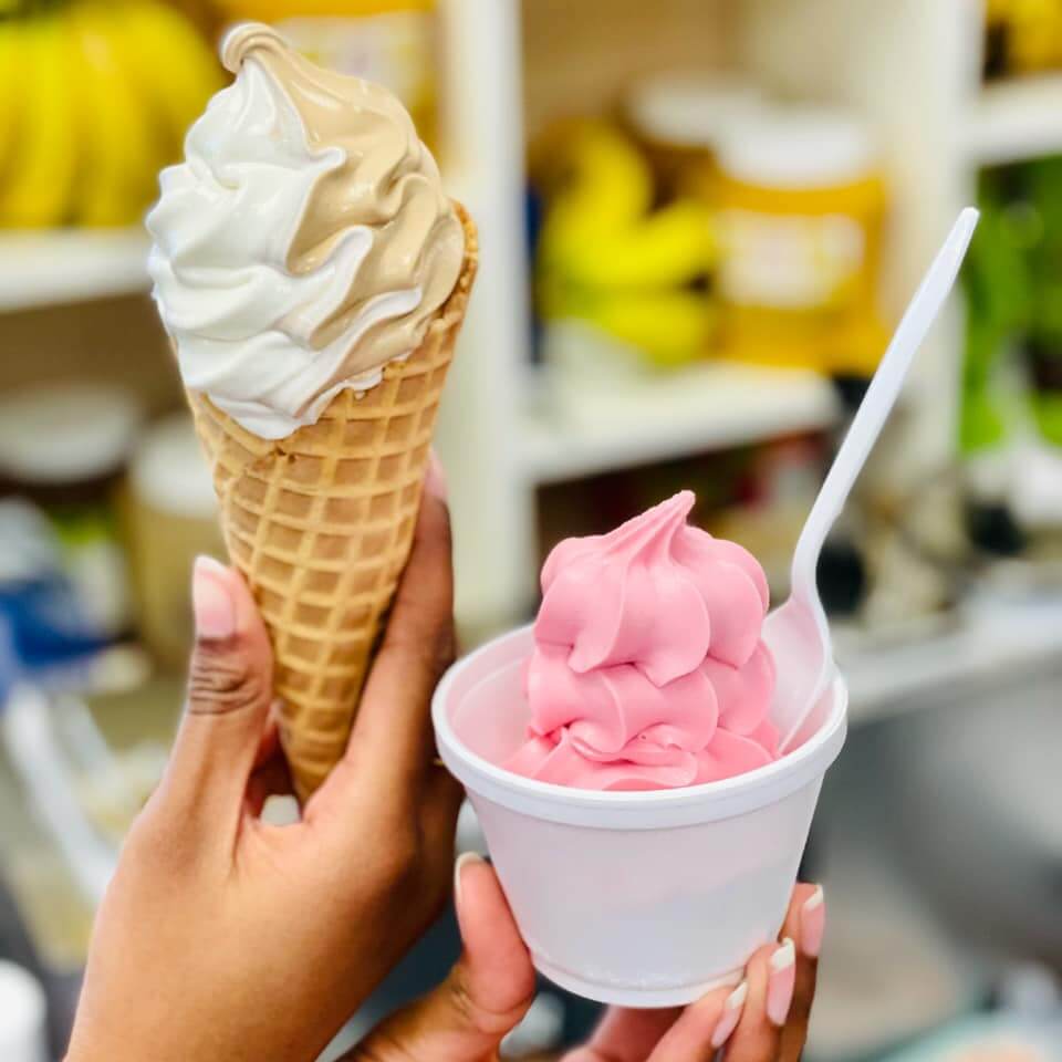 Hands holding ice cream