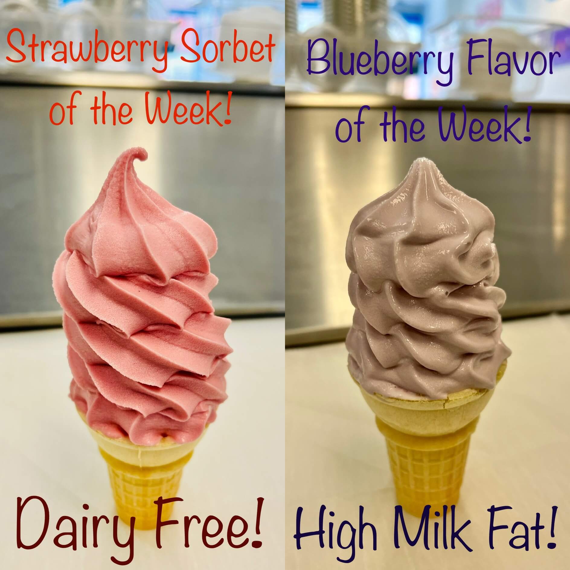 Strawberry sorbet of the week! And blueberry flavor of the week
