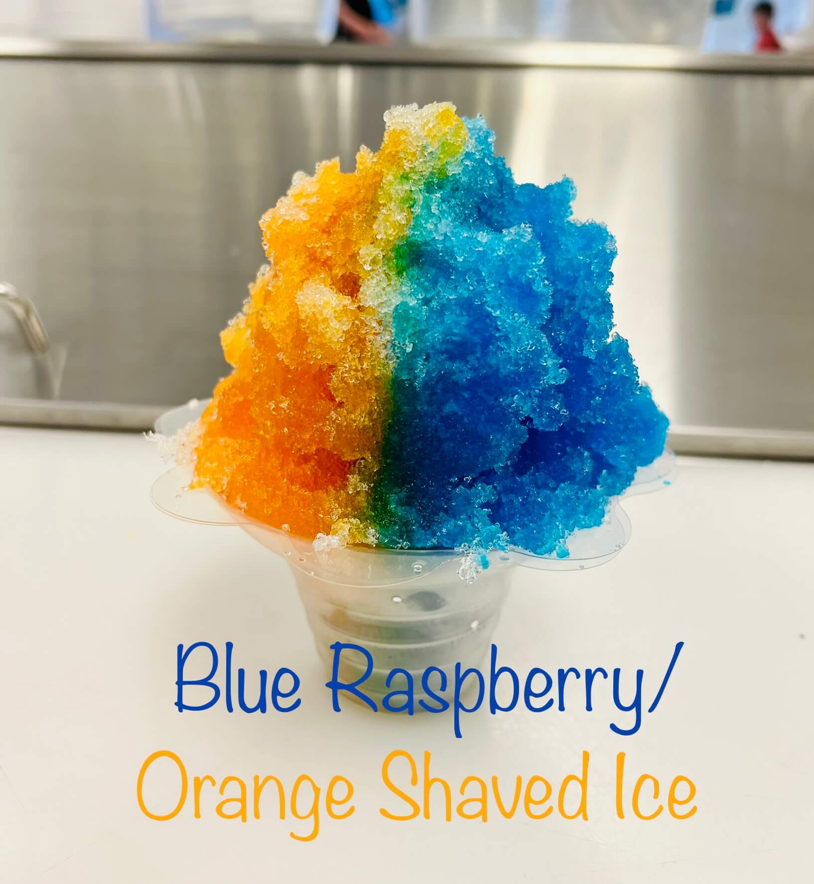 Blue raspberry orange shaved ice